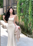 Advbridge Knitted Neck-mounted Long Dresses for Women Autumn New Elegant Fashions Slim Sleeveless Dress Evening Party Female Clothing