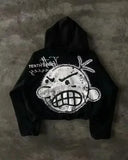 Advbridge Harajuku Gothic Bat Graphic Print Oversized Streetwear American Hoodie Y2K Clothes Mens Womens Black Hoodie Sweatshirt Clothes