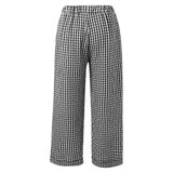 ADVBRIDGE  -  Women Y2K Aesthetic Gingham Print Pants Elastic Waist Dreawstring Wide Leg Trousers Checkered Casual Lounge Pants