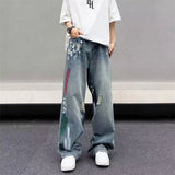 Advbridge Autumn Men's Graffiti Y2K Streetwear Baggy Jeans Hip Hop Fashion Ripped Blue Denim Trousers Punk Straight jean pantalones hombre