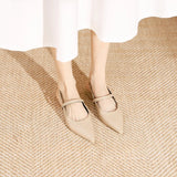 ADVBRIDGE  -  Women's Flat Sandals Minimalist Pointed Flat Sole Shoes One Word Strip with Empty Back Low Heel Women's Shoes Sandalias Mujer