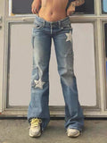Advbridge Vintage Y2k Women Cargo Jeans Low Waist 2000s Star Aesthetic Denim Trousers Grunge Streetwear Gyaru Harajuku Retro Jeans