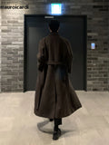Advbridge Autumn Winter Long Casual Brown Black Soft Thick Warm Woolen Coat Men Sashes Luxury Designer Plus Size Overcoat 5XL