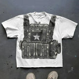 Advbridge Retro Big Bulletproof vest graphic t shirts print oversized gothic streetwear harajuku couples graphic y2k tops goth men clothes