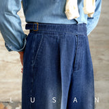 ADVBRIDGE  -  Autumn and Winter Retro American Khaki Loose Wide-leg Jeans Japanese-style Profile Gorkha Casual Pants for Men
