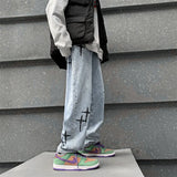 ADVBRIDGE  -  New Men's Star Embroidery Jeans Baggy Straight Fashion Korean Wide Leg Denim Pants Streetwear Hip Hop Male Trousers Trendy Brand