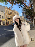 Advbridge Autumn Winter Oversized Loose Casual Luxury Soft Thick Warm Hairy Faux Fox Fur Coat Women Long Sleeve Fluffy Jacket 2024