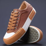 ADVBRIDGE  -  Men Canvas Shoes Casual Lace Up Sneakers Summer Fashion Breathable Vulcanize Shoes Rubber Flats Outdoor Autumn Casual Man Shoes