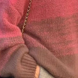 Advbridge Autumn Winter Women's Fashion Contrast Color Gradient Sweaters Korean Round Neck Loose Fit Spliced Knitted Tops Female Clothing