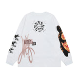 Advbridge Y2k Streetwear Graffiti Long Sleeve Cotton Tshirts for Men and Women Crew Neck Ropa Hombre Baggy Tshirts Oversized  Top Tees
