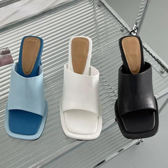 ADVBRIDGE  -  Summer Luxury Design Slipper Women Fashion Platform Square Toe High Heel Ladies High Quality Slides Outdoor Dress Party Sandals