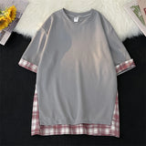 ADVBRIDGE  -  Baggy T Shirt Oversized Patchwork Cotton Drop Shoulder Tops Graphic T Shirts Breathable Print Mens Designer Clothes Q106
