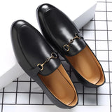 Advbridge Men's Casual Shoes Genuine Leather Mens Classic Retro Buckle Loafers Moccasins Men Comfortable Outdoor Driving Flats
