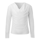 Advbridge Mens Sexy See-Through Mesh Long-Sleeved Top 2024 New Genderless Nightclub Individuality Youthful Thin Low-Cut T-Shirt Unisex