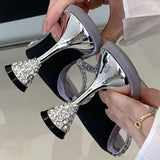 ADVBRIDGE  -  Luxury Rhinestone Open Toe Women Sandals Square Toe Thin Heel Designer Slide Sandals Summer Fashion High Heel Shoes for Woman