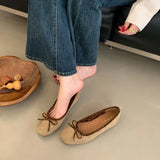 ADVBRIDGE  -  Brand Ballet Mary Jane Shoes Women Bowknot Shallow Leopard Print Fashion Dress Shoes Comfort Suede Elegant Flat Shoes Women
