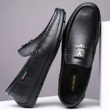 ADVBRIDGE  -  Casual Leather Shoes for Men Spring\summer Hollowed Out New Leather Men's Set Shoe Light Soft Flat Bottomed Mens Leather Shoes