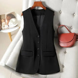 ADVBRIDGE  -  Autumn New Versatile Temperament Vest Jacket Women Korean Fashion Sleeveless Buttons Blazer Vests Causual Tops Female