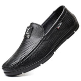 ADVBRIDGE  -  Casual Leather Shoes for Men Spring\summer Hollowed Out New Leather Men's Set Shoe Light Soft Flat Bottomed Mens Leather Shoes