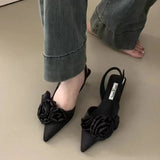 Advbridge Flower 2024 Mid Heels Women Sandals Shoes Summer Elegnat Pointed Toe Wedding Dress  New Fashion Shallow Party Pumps Mujer