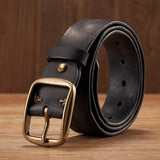 Advbridge Thick Cowhide Copper Pin Buckle Real Genuine Leather Belt For Jeans Fashion Casual Belt Men Waistband Retro Luxury Male Strap