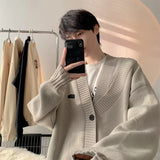 Advbridge Men's Korean Review Clothes Luxury Retro Knit Cardigan Long Sleeve Streetwear Stylish Sweater Leisure Coat Fashion Knitwear