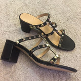 ADVBRIDGE  -  summer Women Famous Brand Sandals Anklep Wrap Buckle Strap Front Open Toe Null Shoes With Gold Studded Microfiber Leather Pumps