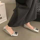 Advbridge 2024Women Spring Shoes Square Toe Boat  Bow Ballet Flats Velvet Slip on Flat  for Female