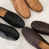 ADVBRIDGE  -  Women's cow leather round toe slip-on 3.5cm thick low heel loafers high quality soft comfortable casual female OL style shoes