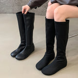 ADVBRIDGE  -  Autumn Winter Fashion Slim Knee High Boots Women Round Toe Flat Heels Elastic Long Booties Ladies Shoes Zapatos De Mujer