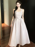 ADVBRIDGE  -  Spring Summer 2025 Pink Elegant Evening Woman Dress French Bow Pleated Square-Collar Length Dresses Abend Kleider New Vestidos