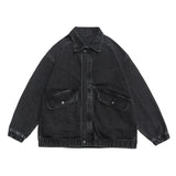 ADVBRIDGE  -  Autumn Men's Denim Jacket Vintage Large Pocket Elastic Cuffs Baggy Coat Oversized Japanese Casual Streetwear 4XL 5XL