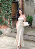 Advbridge Knitted Neck-mounted Long Dresses for Women Autumn New Elegant Fashions Slim Sleeveless Dress Evening Party Female Clothing