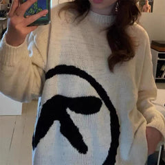 Advbridge Men's Sweater Aphex Twin Knit Winter Oversized Vintage Long Sleeve Tops Jumper Pullover Y2k Streetwear Graphic Fashion Clothing