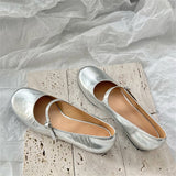 ADVBRIDGE  -  Street Style Fashion Round Toe Mary Jane Belt Buckle Women's Pumps Ladies Elegant Square Heel Office Lady Gold Silver Shoes