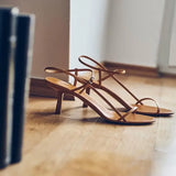 ADVBRIDGE  -  Summer New Women's Sandals One-Strap High Heels Square Head Fairy Style Black Versatile Open-Toe Thin Heel Rubber Outsole