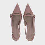 ADVBRIDGE  -  Kitten Heel Patent Leather Back Strap Mules Sandals Women Sexy Pointed Toe Purple Women Pumps Summer Elegant Party Office Shoes