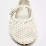 ADVBRIDGE  -  Women Ballet Flats Shoes Female Weave Slip-On Shoes Woman Shallow Mouth Buckle Round Toe Sandals Elegant Party Mary Jane Shoes