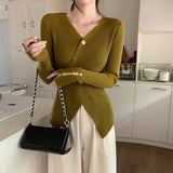 Advbridge Autumn Winter Gentle Wind Irregular Design Cross Sweater Harajuku Fashion Casual V-Neck Sweater Slimming Bottom Shirt