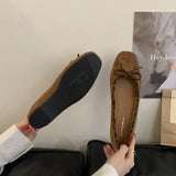 ADVBRIDGE  -  Brand Ballet Mary Jane Shoes Women Bowknot Shallow Leopard Print Fashion Dress Shoes Comfort Suede Elegant Flat Shoes Women