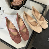 Advbridge  -  NEW Spring/Autumn Flats Mary Jane Shoes Square Toe Women's Shoes Bow Velvet Ballet Flats Women Shoes