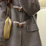 Advbridge Winter Blends Women Wool Coat Sweet  Aesthetic British Style Horn Button Elegant All-match Office Lady Fashion Classic New