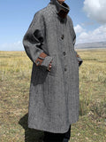Advbridge Autumn Winter Long Oversized Cool Warm Herringbone Woolen Trench Coat Men Single Breasted Loose European Fashion