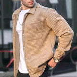 Advbridge Casual Man Long Sleeve Loose Outwear Winter Check Print Single Breasted Men Coats Streetwear Autumn Jacquard Solid Jackets