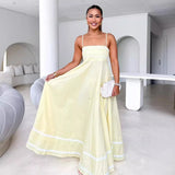 Advbridge  Summer Strap Low Square Collar Layered Elegant Beach Holiday Party Long Dress