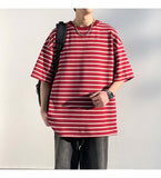 ADVBRIDGE  -  M-XXXXXL Plus Size Men Breathable Striped Plus-Size T-Shirts 2025's Viral Comfort Staple for Inclusive Summer Fashion Clothing