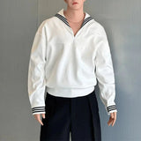 Advbridge Mens Hoodie Navy Collar Versatile Fashion Long Sleeved Hoodie Autumn Casual Hawaiian Shop Couple Outfit Men's Clothing Unisex