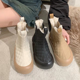 Advbridge Lolita Boots Boots-Women Zipper Shoes Round Toe Australia Winter Footwear Flat Heel Ankle Rubber Snow Low Ladies Rome Fabri
