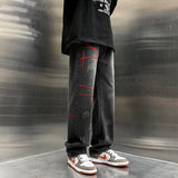ADVBRIDGE  -  New Spring Men Baggy Straight Jeans Hip Hop Streetwear Y2K Vintage Fashion Trousers Embroidery Scratch Wide-leg Denim Pants
