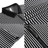 ADVBRIDGE  -  Men Pinstripe Polo Shirt - Summer Business Casual Half-Zipper  Turn-Down Collar Versatile Short Sleeve Top Stylish Everyday Wear